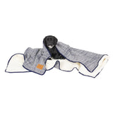 Mog And Bone Designer Fleece Reversible Blanket Navy Linen Print Dog Cat Mog and Bone