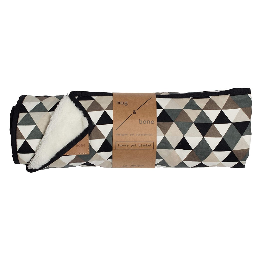 Mog And Bone Designer Fleece Reversible Blanket Mocca Diamond Dog Cat Mog and Bone