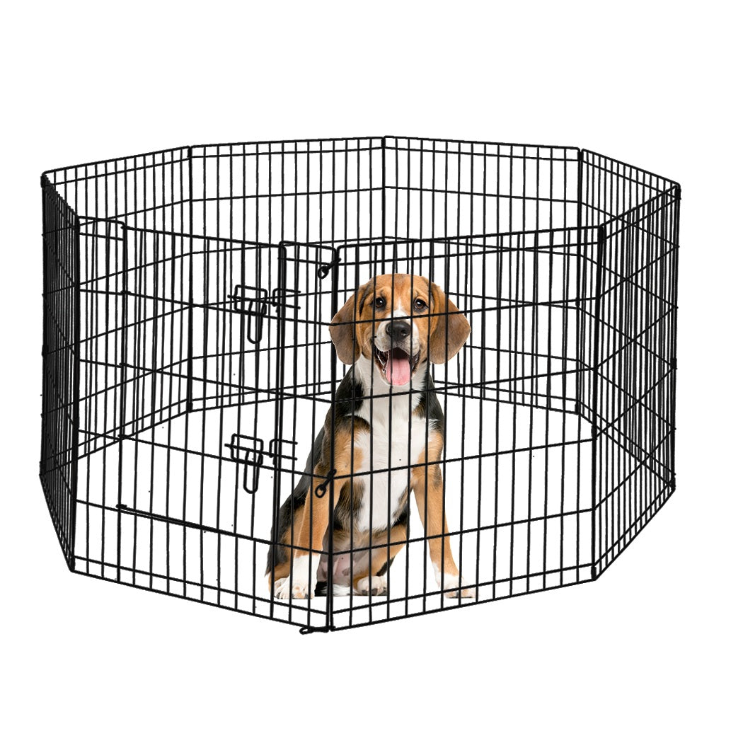 PaWz Pet Dog Playpen Puppy Exercise 8 Panel Enclosure Fence Black With Door 42" PaWz