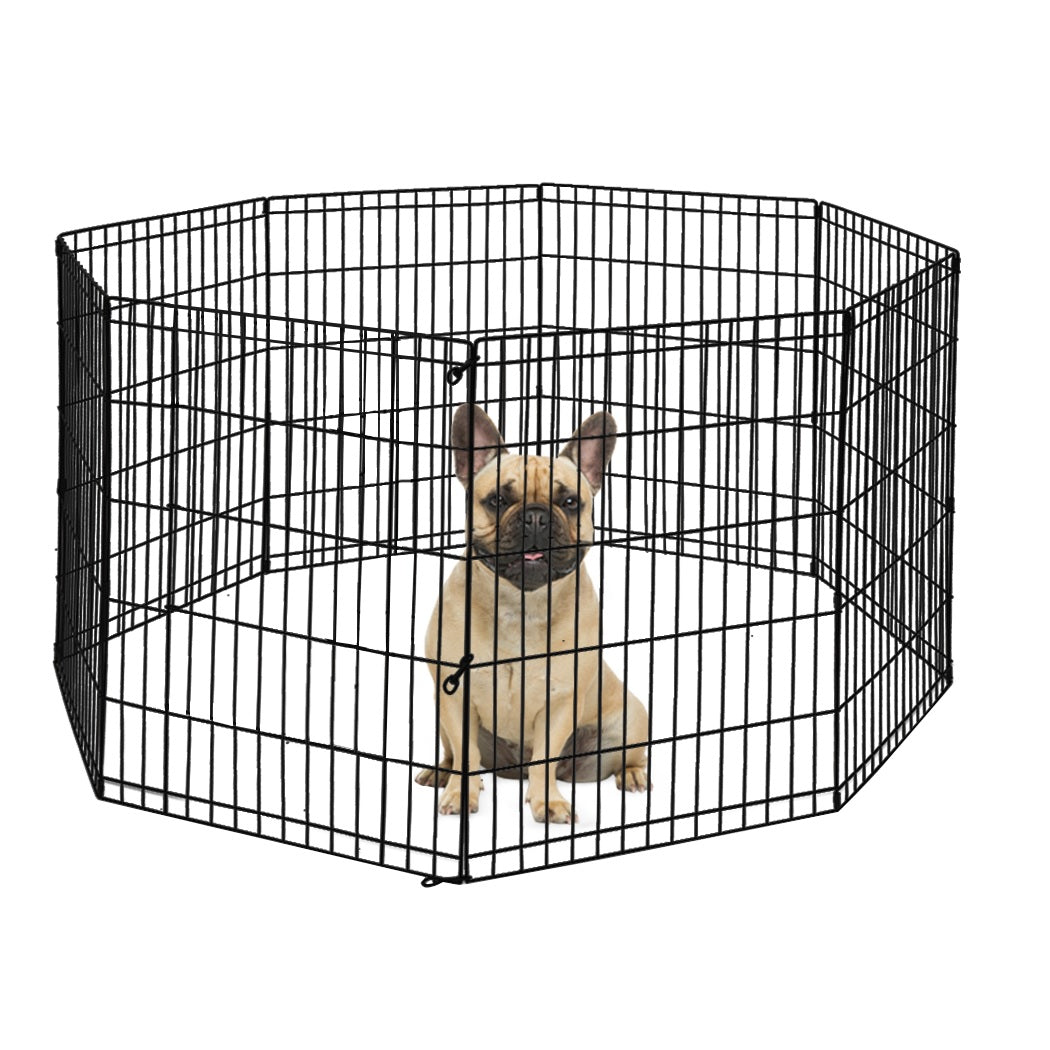 PaWz Pet Dog Playpen Puppy Exercise 8 Panel Fence Black Extension No Door 30" PaWz