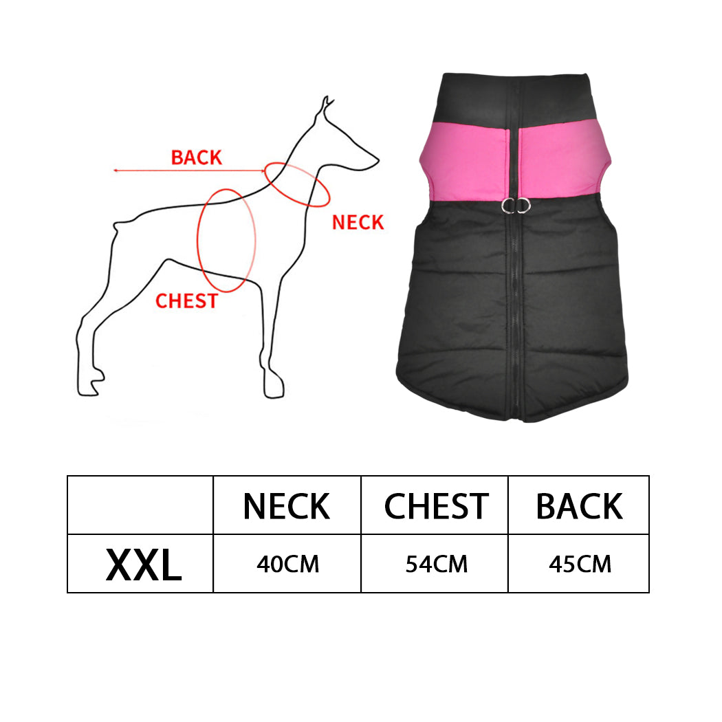 PaWz PaWz Dog Winter Jacket Padded Pet Clothes Windbreaker Vest Coat 2XL Pink PaWz