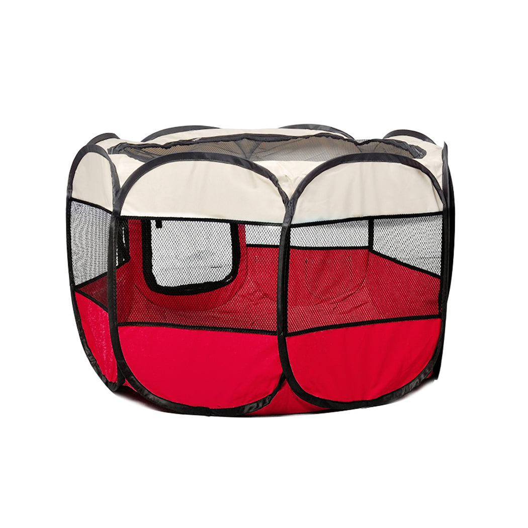 PaWz Pet Soft Playpen Dog Cat Puppy Play Round Crate Cage Tent Portable L Red PaWz