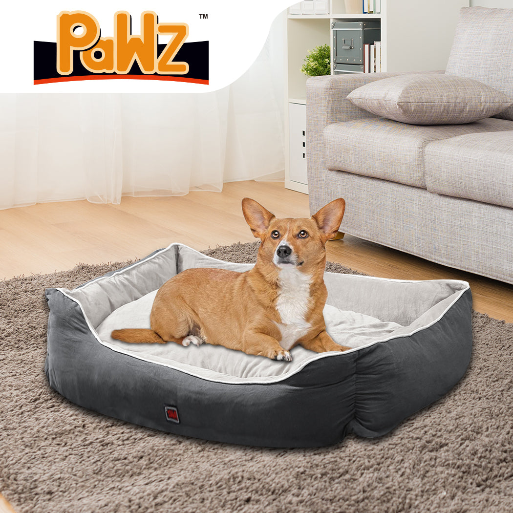 PaWz Pet Bed Mattress Dog Cat Pad Mat Puppy Cushion Soft Warm Washable L Grey PaWz