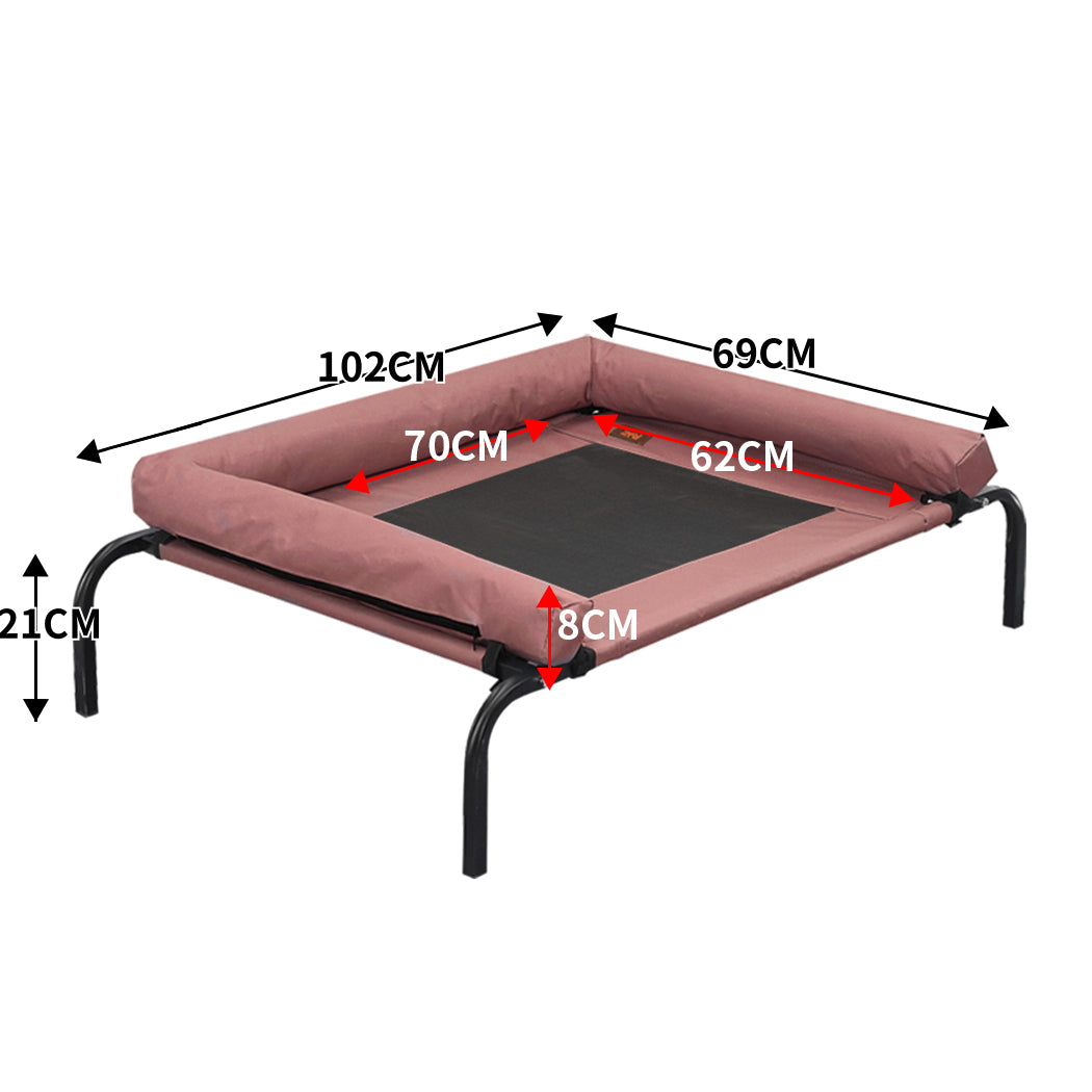 PaWz Pet Bed Heavy Duty Frame Hammock Bolster Trampoline Dog Puppy Mesh L Coffee PaWz