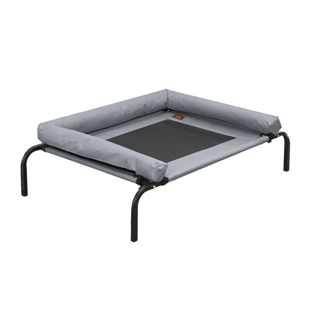 PaWz Heavy Duty Pet Bed Bolster Trampoline Dog Puppy Cat Hammock Mesh M Grey PaWz