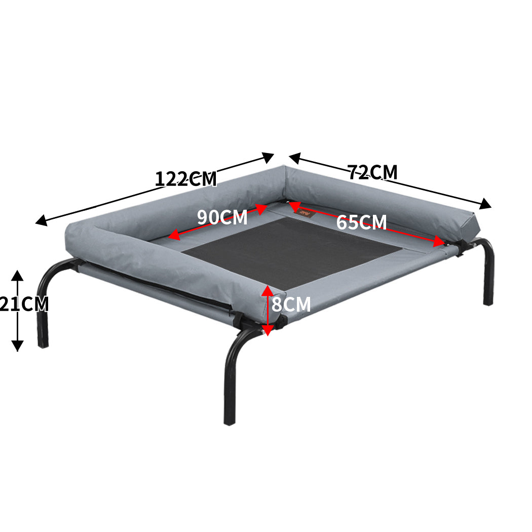 PaWz Heavy Duty Pet Bed Bolster Trampoline Dog Puppy Cat Hammock Mesh XL Grey PaWz