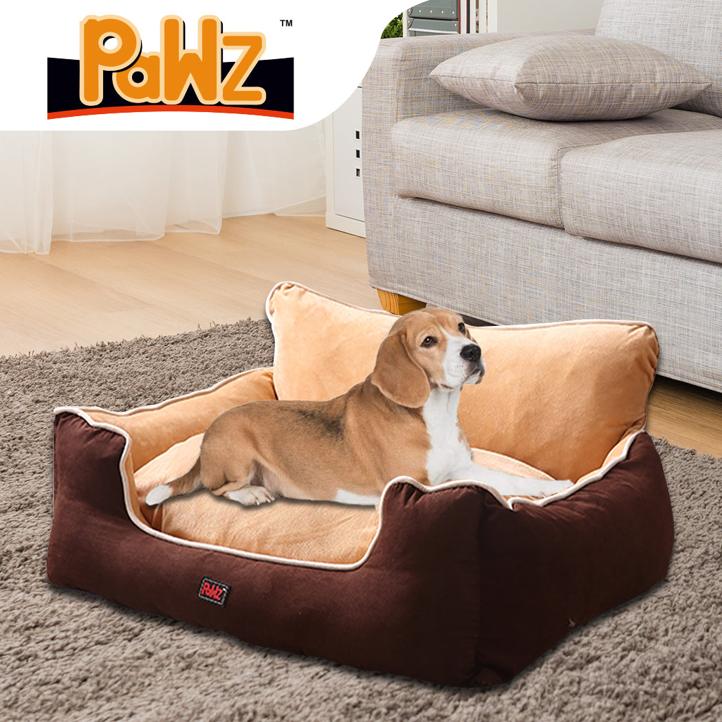 PaWz Pet Bed Dog Puppy Beds Cushion Pad Pads Soft Plush Cat Pillow Mat Brown M PaWz