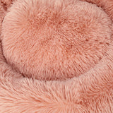 Pet Bed Cat Dog Donut Nest Calming Kennel Cave Deep Sleeping Pink L PaWz