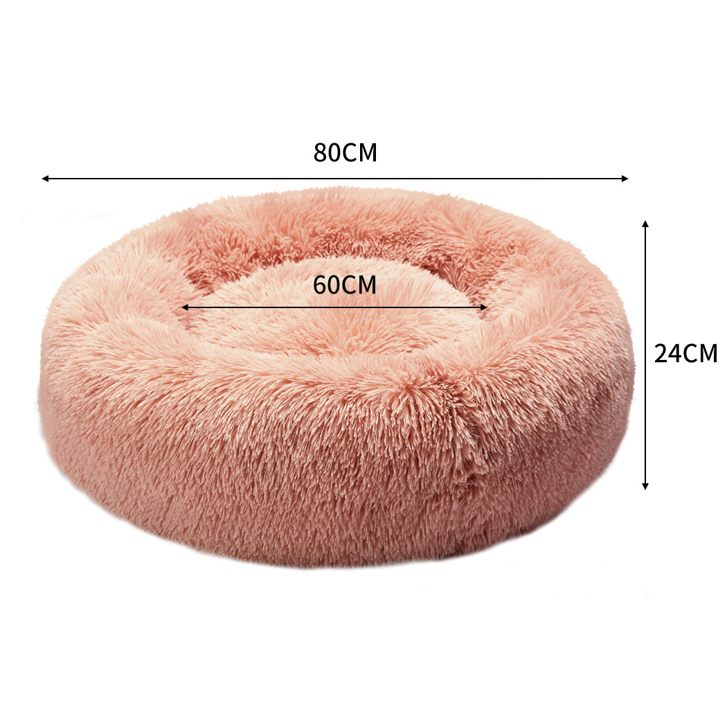 Pet Bed Cat Dog Donut Nest Calming Kennel Cave Deep Sleeping Pink XL PaWz