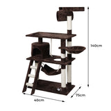 Cat Tree Beastie Scratching Post Pet Scratcher Condo Tower 140cm Dark Brown PaWz