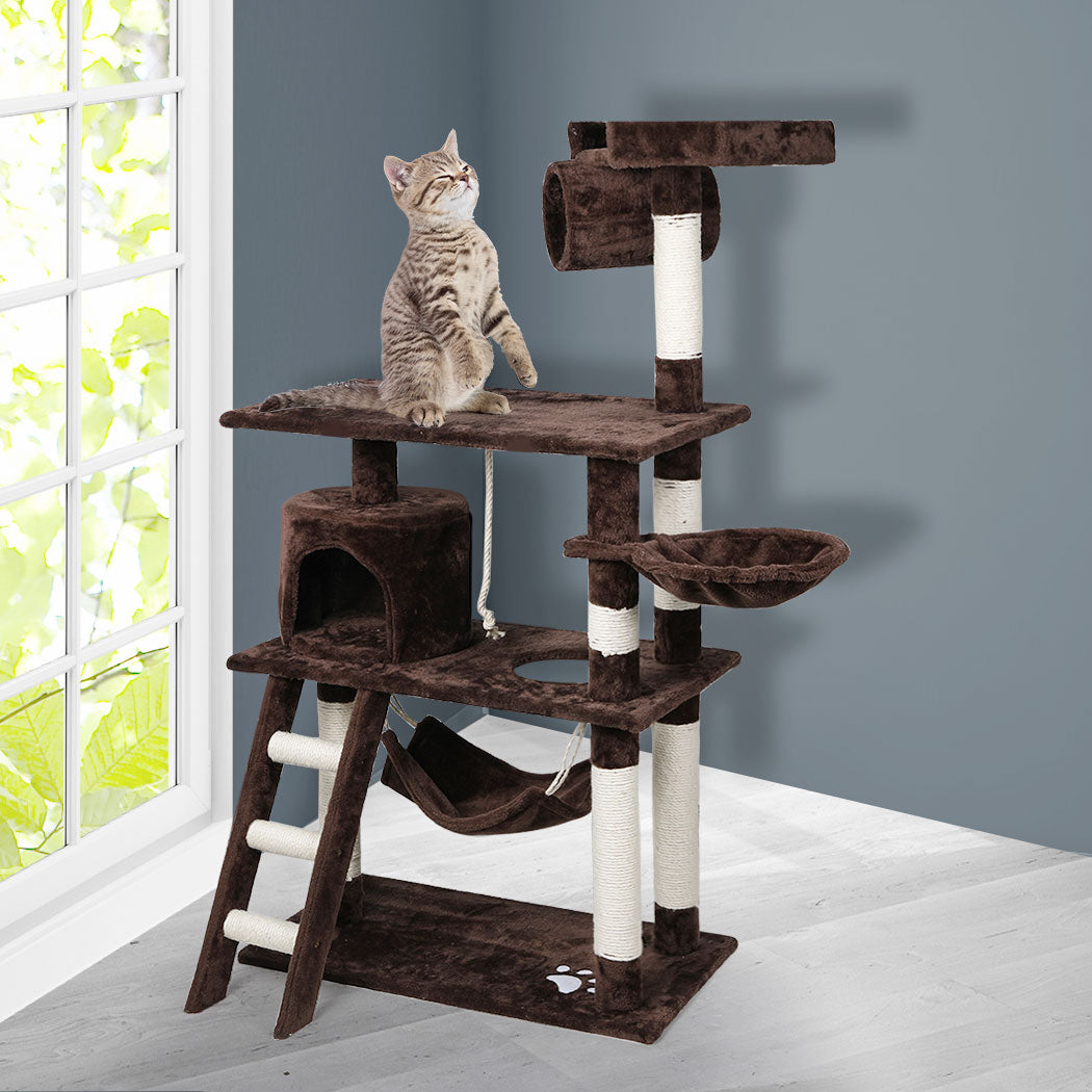 Cat Tree Beastie Scratching Post Pet Scratcher Condo Tower 140cm Dark Brown PaWz