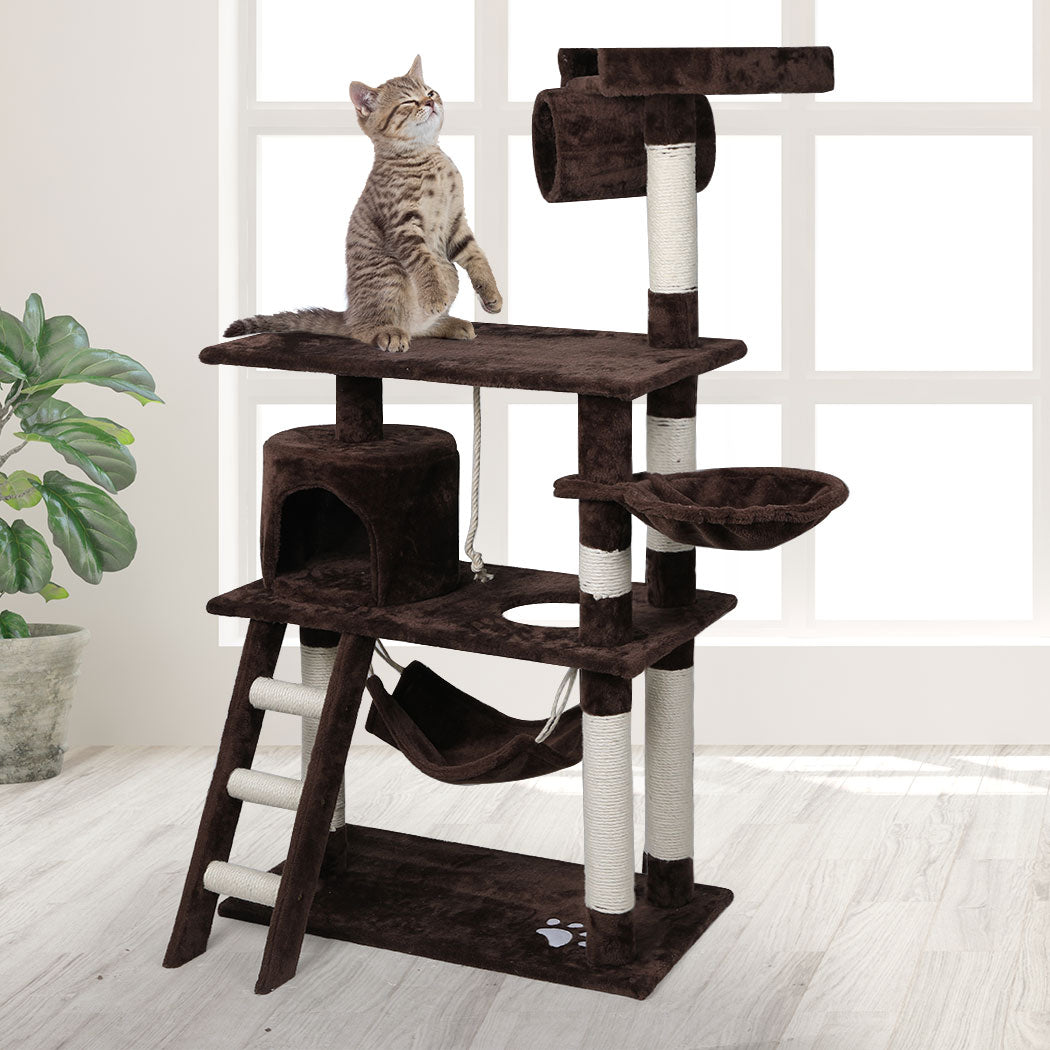 Cat Tree Beastie Scratching Post Pet Scratcher Condo Tower 140cm Dark Brown PaWz