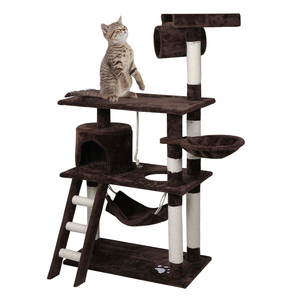 Cat Tree Beastie Scratching Post Pet Scratcher Condo Tower 140cm Dark Brown PaWz