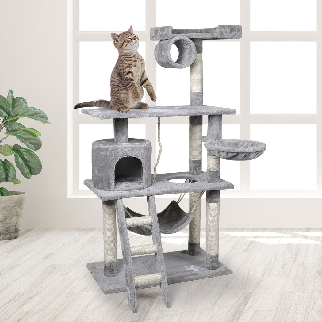 Cat Tree Beastie Scratching Post Pet Scratcher Condo Tower 140cm Grey PaWz