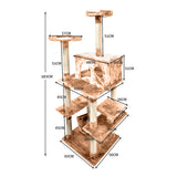 Cat Scratching Post Tree Gym House Condo Furniture Scratcher Pole Brown 183cm PaWz