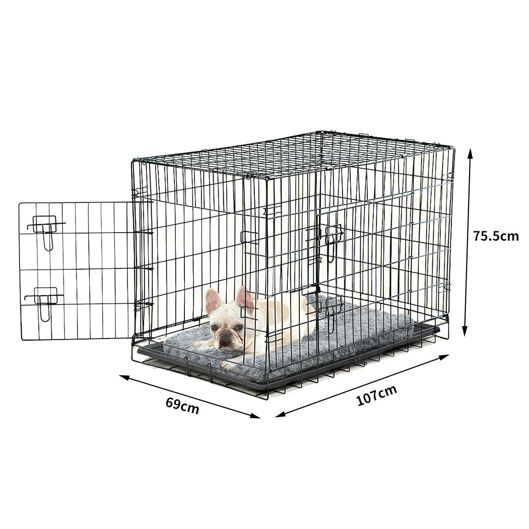 PaWz Pet Dog Cage Crate Metal Carrier Portable Kennel With Bed 42" PaWz