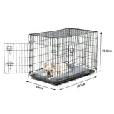 PaWz Pet Dog Cage Crate Metal Carrier Portable Kennel With Bed 42" PaWz