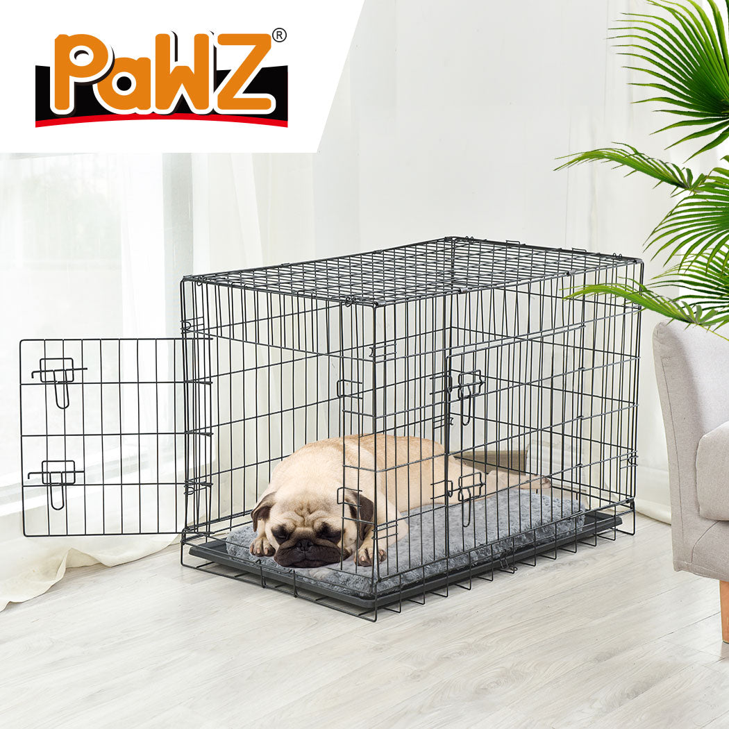 PaWz Pet Dog Cage Crate Metal Carrier Portable Kennel With Bed 42" PaWz