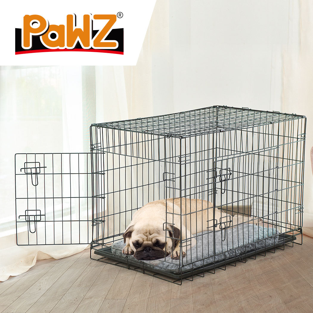 PaWz Pet Dog Cage Crate Metal Carrier Portable Kennel With Bed 42" PaWz