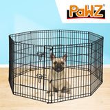 PaWz Pet Dog Playpen Puppy Exercise 8 Panel Enclosure Fence Black With Door 30" PaWz