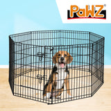 PaWz Pet Dog Playpen Puppy Exercise 8 Panel Enclosure Fence Black With Door 42" PaWz