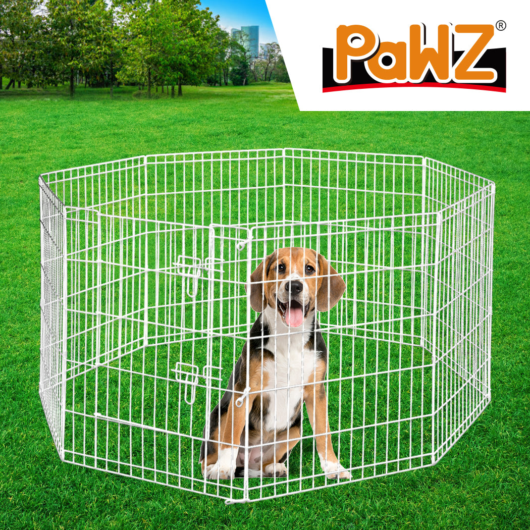 PaWz Pet Dog Playpen Puppy Exercise 8 Panel Enclosure Fence Silver With Door 36" PaWz