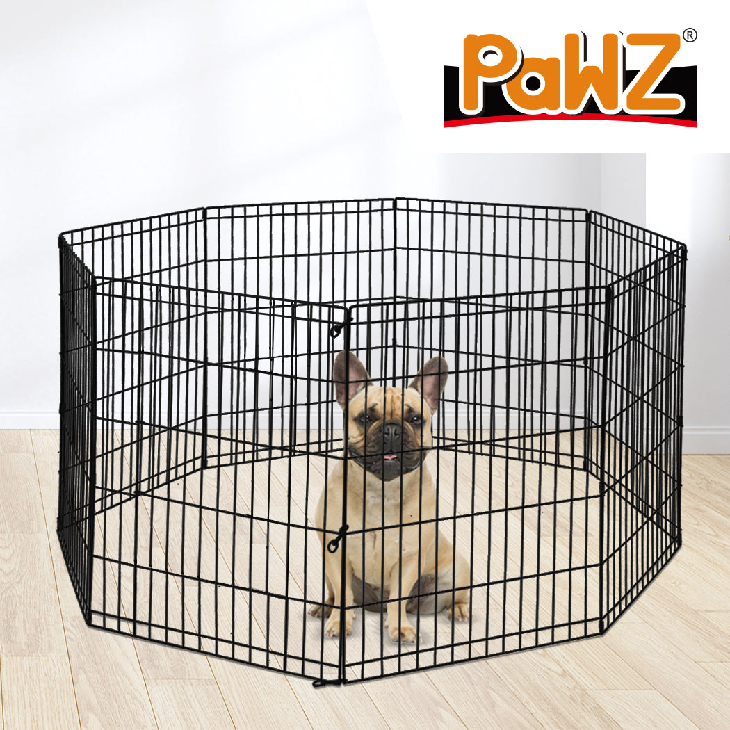 PaWz Pet Dog Playpen Puppy Exercise 8 Panel Fence Black Extension No Door 30" PaWz