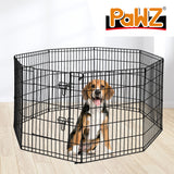 PaWz Pet Dog Playpen Puppy Exercise 8 Panel Enclosure Fence Black With Door 42" PaWz