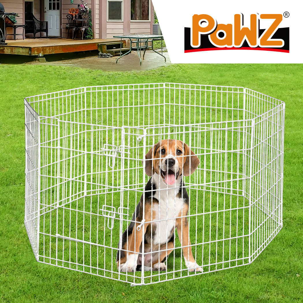 PaWz Pet Dog Playpen Puppy Exercise 8 Panel Enclosure Fence Silver With Door 36" PaWz