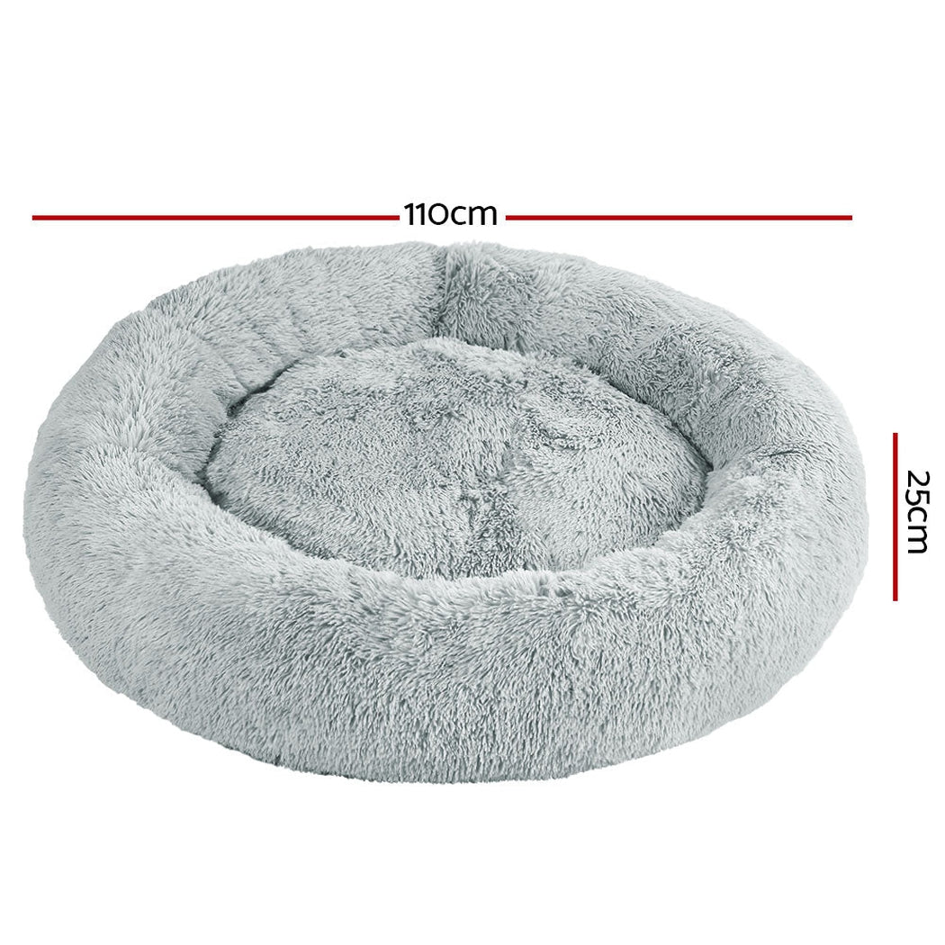i.Pet Pet bed Dog Cat Calming Pet bed Extra Large 110cm Light Grey Sleeping Comfy Washable i.Pet
