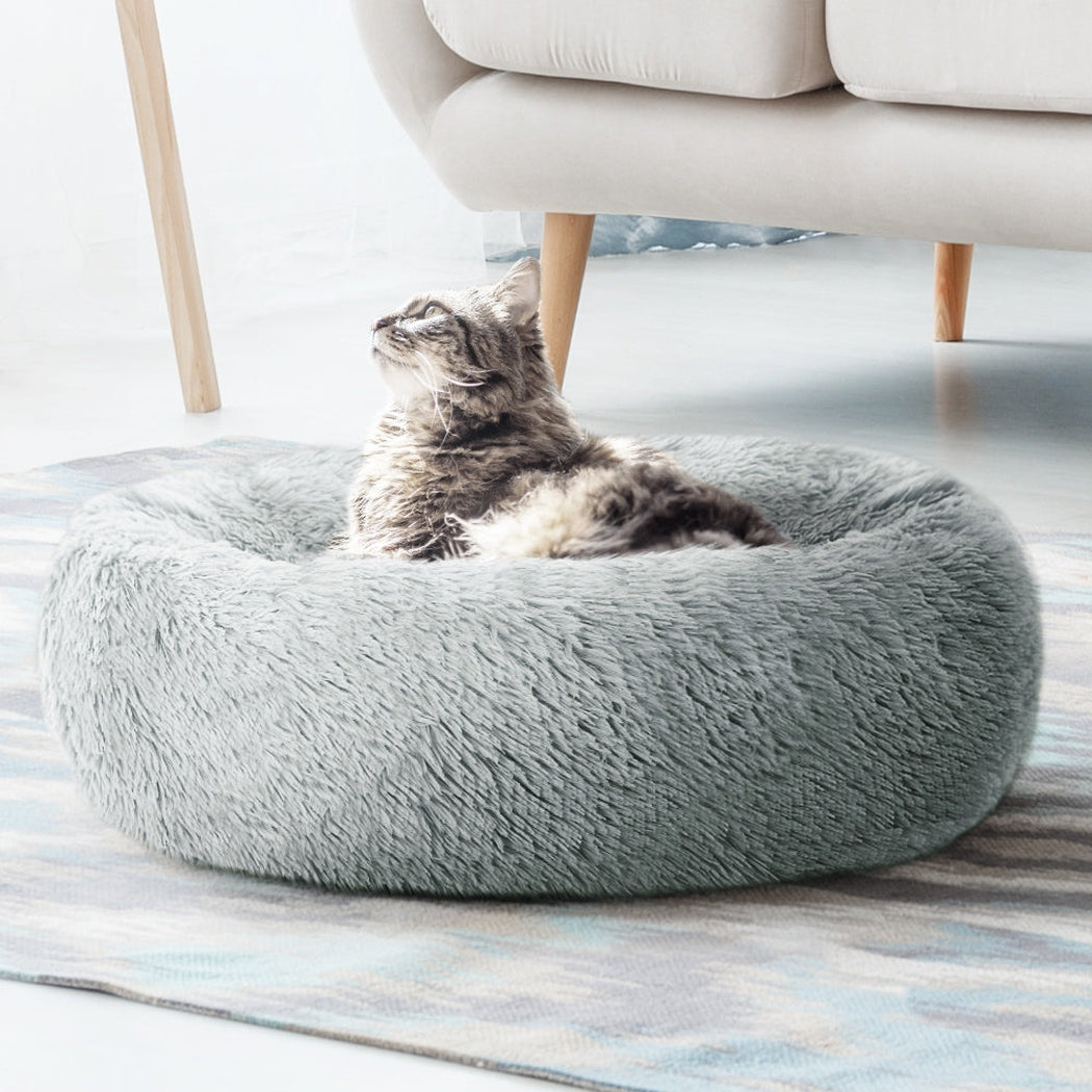 i.Pet Pet bed Dog Cat Calming Pet bed Medium 75cm Light Grey Sleeping Comfy Cave Washable i.Pet