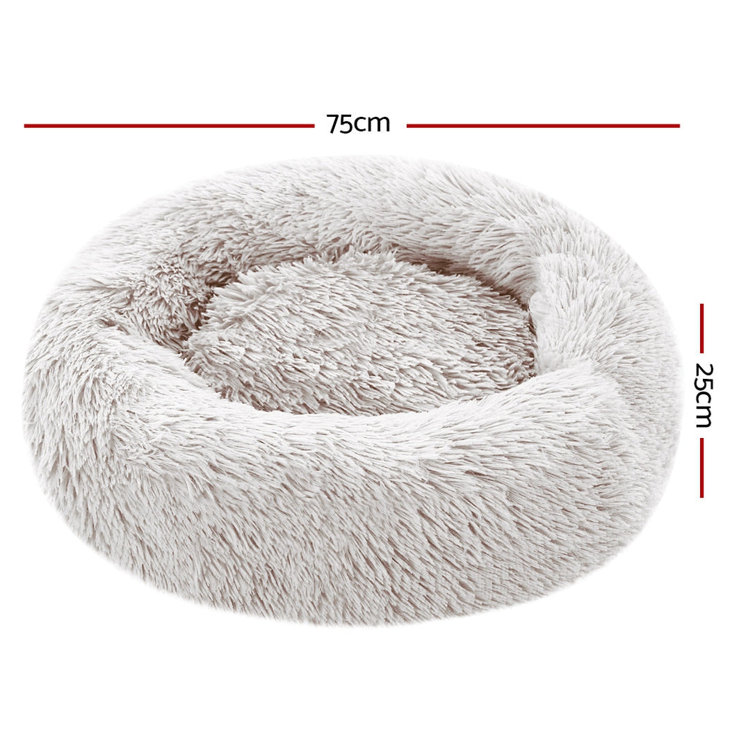 i.Pet Pet bed Dog Cat Calming Pet bed Medium 75cm White Sleeping Comfy Cave Washable i.Pet