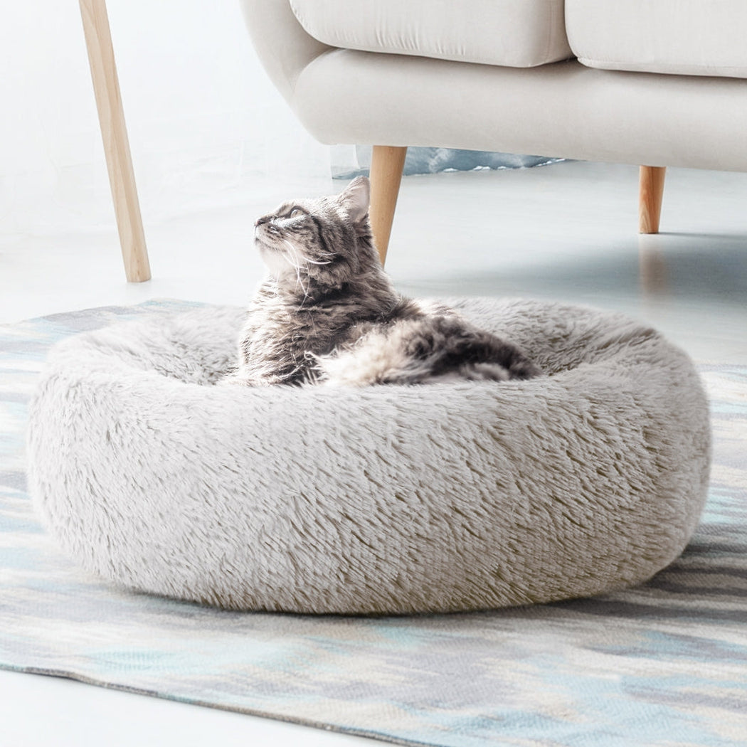 i.Pet Pet bed Dog Cat Calming Pet bed Medium 75cm White Sleeping Comfy Cave Washable i.Pet