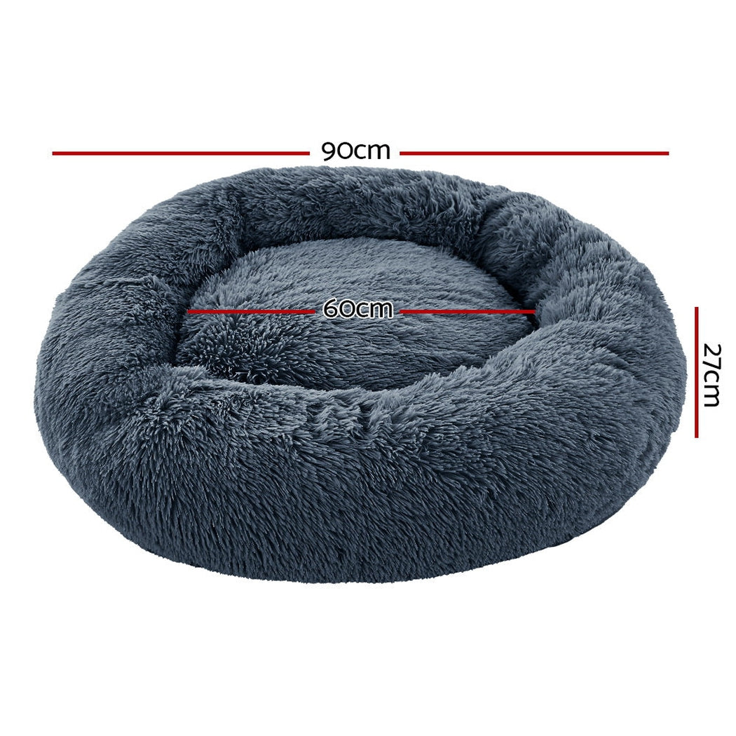 i.Pet Pet bed Dog Cat Calming Pet bed Large 90cm Dark Grey Sleeping Comfy Cave Washable i.Pet