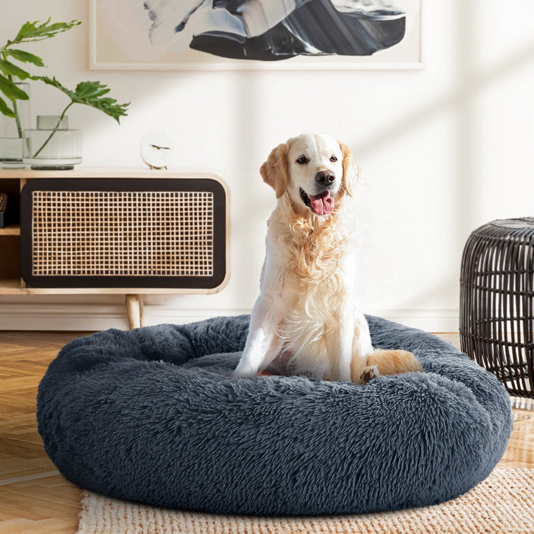 i.Pet Pet bed Dog Cat Calming Pet bed Large 90cm Dark Grey Sleeping Comfy Cave Washable i.Pet