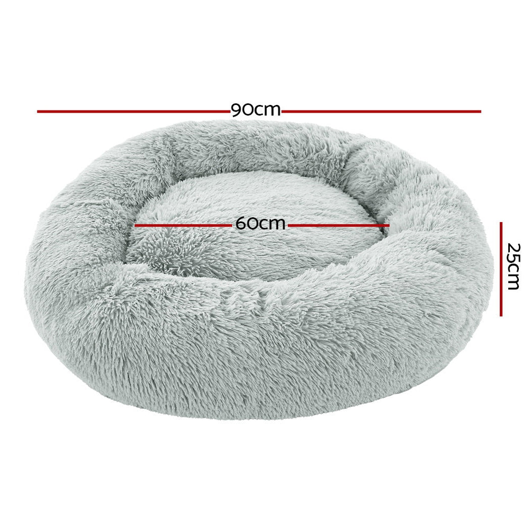 i.Pet Pet Bed Dog Cat Calming Pet bed Large 90cm Light Grey Sleeping Comfy Cave Washable i.Pet