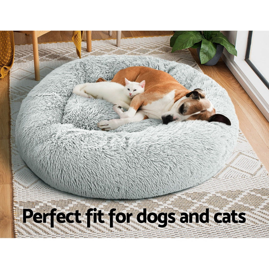 i.Pet Pet Bed Dog Cat Calming Pet bed Large 90cm Light Grey Sleeping Comfy Cave Washable i.Pet