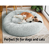 i.Pet Pet Bed Dog Cat Calming Pet bed Large 90cm Light Grey Sleeping Comfy Cave Washable i.Pet
