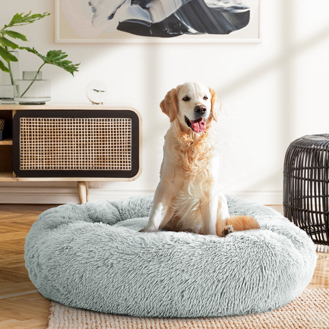 i.Pet Pet Bed Dog Cat Calming Pet bed Large 90cm Light Grey Sleeping Comfy Cave Washable i.Pet