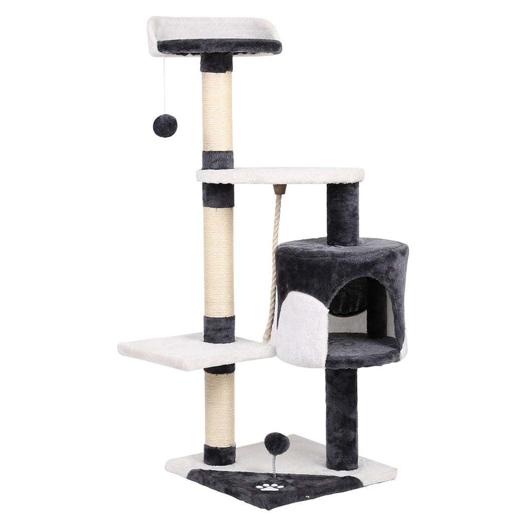 i.Pet Cat Tree 112cm Trees Scratching Post Scratcher Tower Condo House Furniture Wood i.Pet
