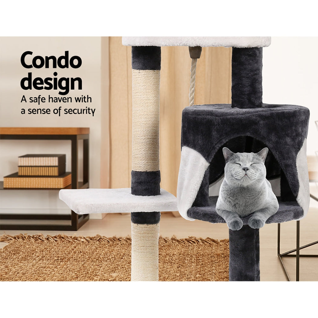i.Pet Cat Tree 112cm Trees Scratching Post Scratcher Tower Condo House Furniture Wood i.Pet
