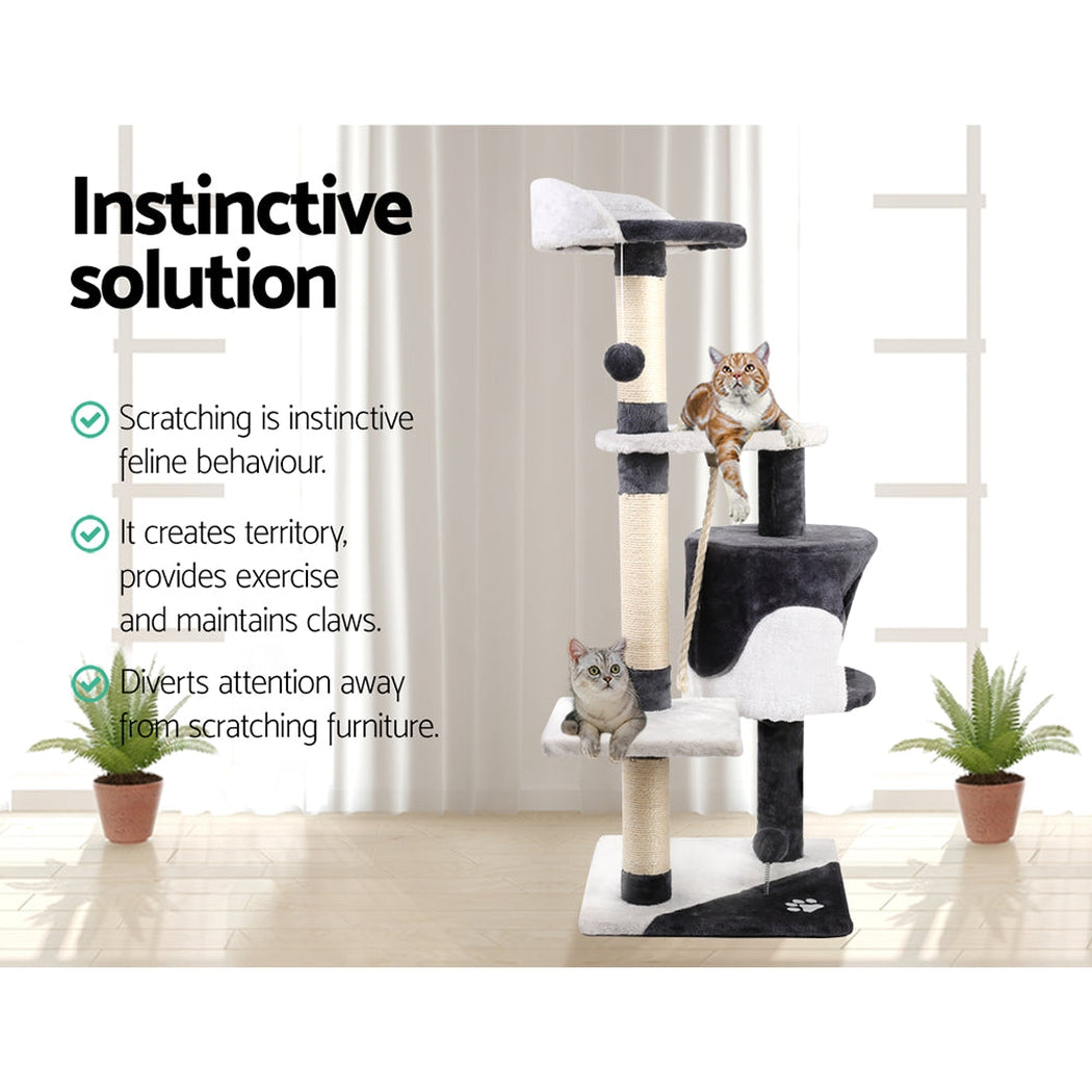 i.Pet Cat Tree 112cm Trees Scratching Post Scratcher Tower Condo House Furniture Wood i.Pet