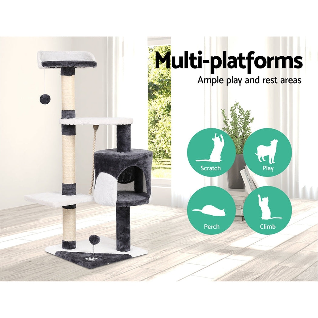 i.Pet Cat Tree 112cm Trees Scratching Post Scratcher Tower Condo House Furniture Wood i.Pet