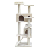 i.Pet Cat Tree 134cm Trees Scratching Post Scratcher Tower Condo House Furniture Wood Beige i.Pet