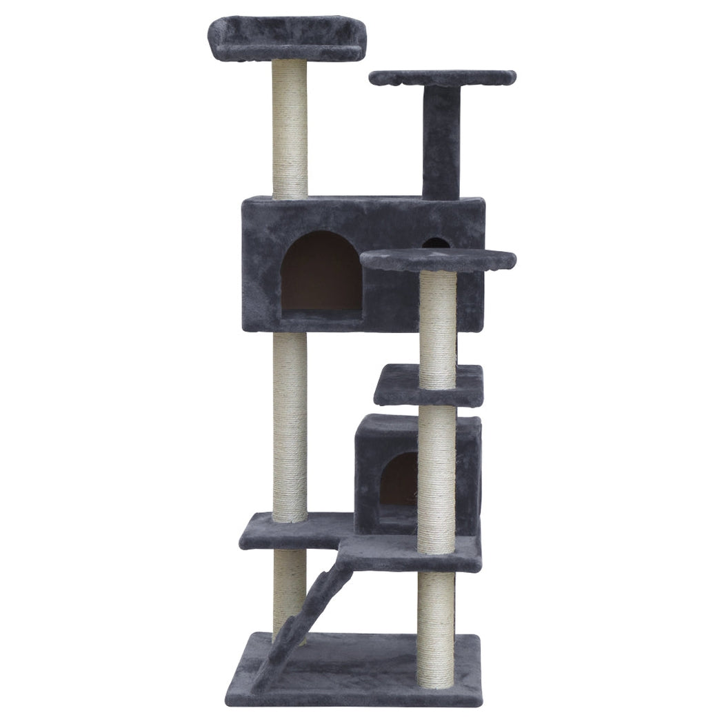 i.Pet Cat Tree 134cm Trees Scratching Post Scratcher Tower Condo House Furniture Wood Grey i.Pet
