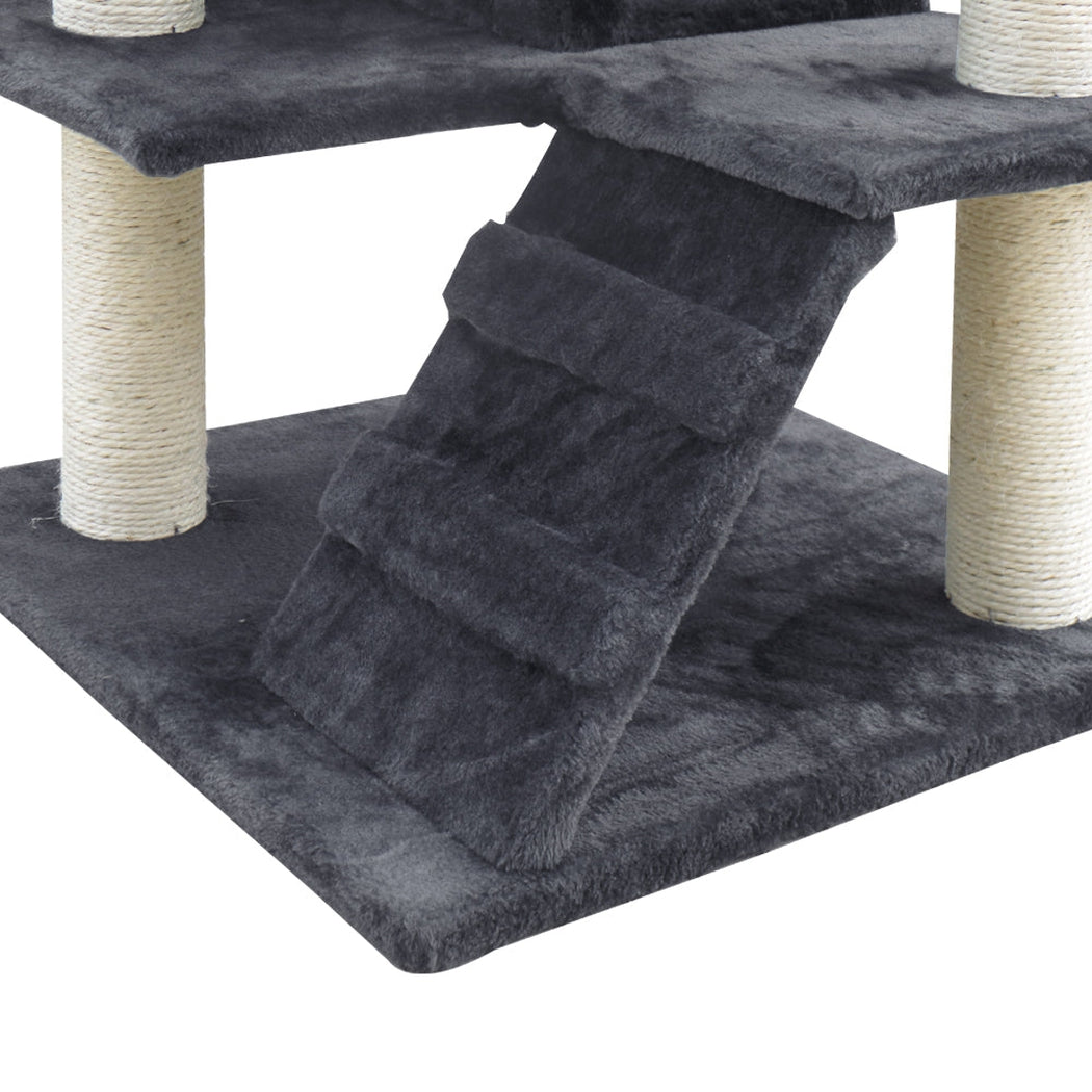 i.Pet Cat Tree 134cm Trees Scratching Post Scratcher Tower Condo House Furniture Wood Grey i.Pet