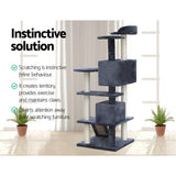 i.Pet Cat Tree 134cm Trees Scratching Post Scratcher Tower Condo House Furniture Wood Grey i.Pet