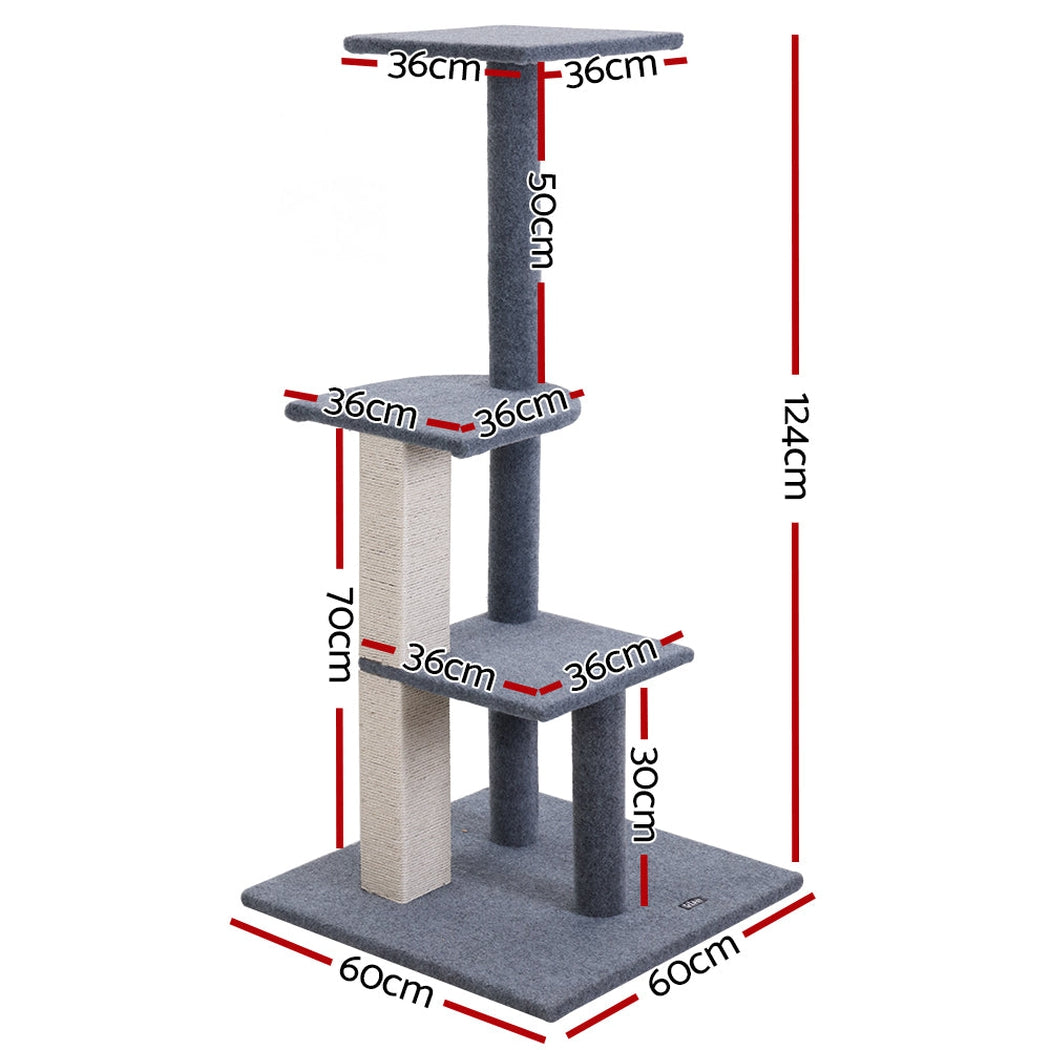 i.Pet Cat Tree 124cm Trees Scratching Post Scratcher Tower Condo House Furniture Wood Steps i.Pet