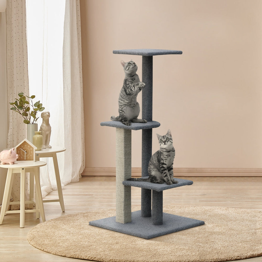 i.Pet Cat Tree 124cm Trees Scratching Post Scratcher Tower Condo House Furniture Wood Steps i.Pet