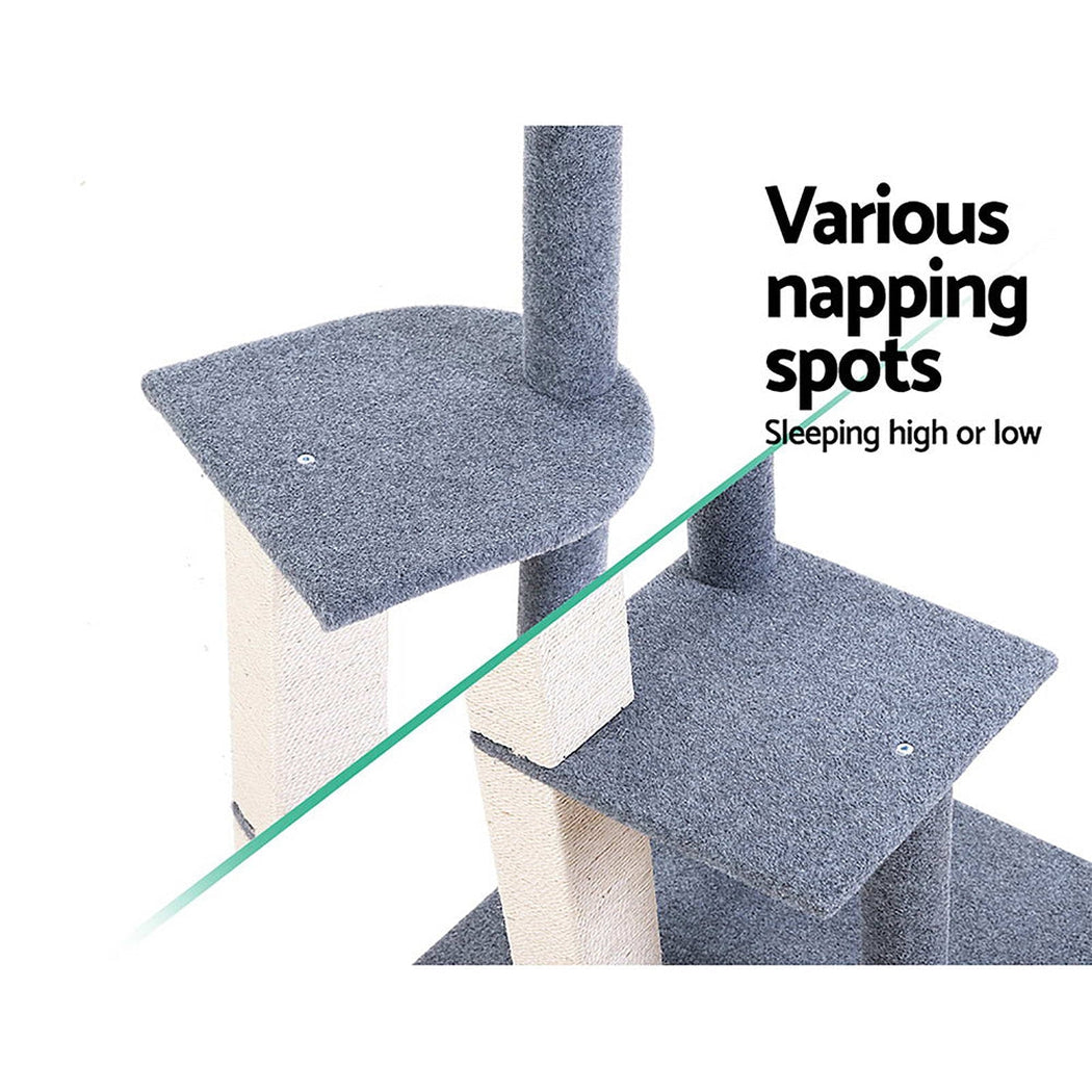 i.Pet Cat Tree 124cm Trees Scratching Post Scratcher Tower Condo House Furniture Wood Steps i.Pet